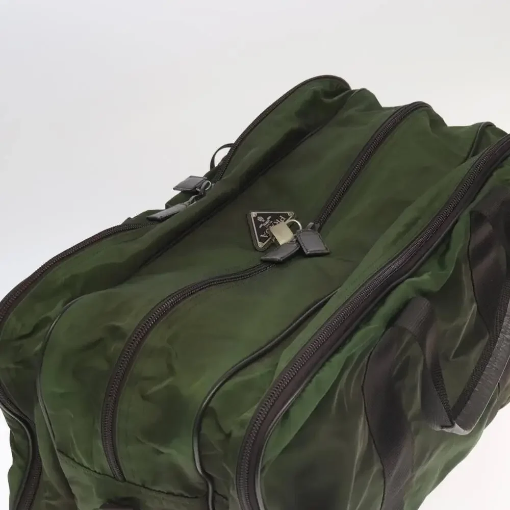 PRADA Boston Bag Nylon Khaki Silver